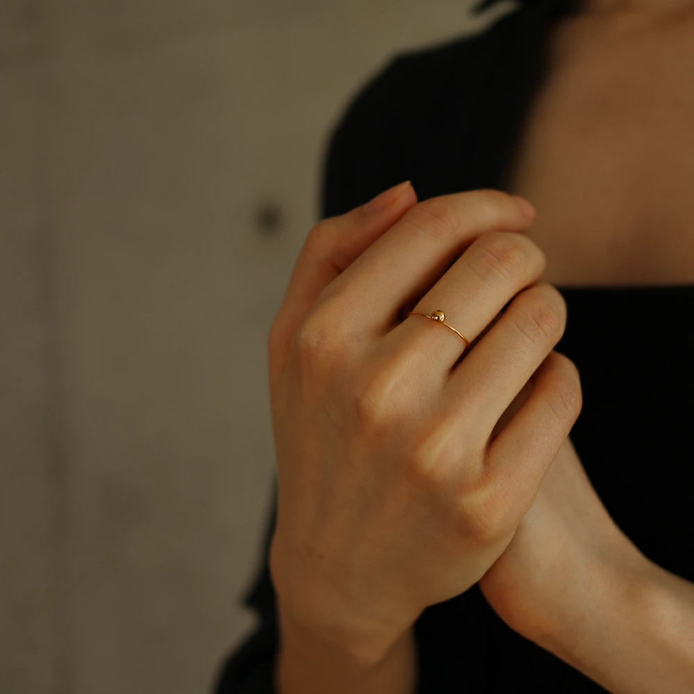 R016 stainless gold ball slim ring
