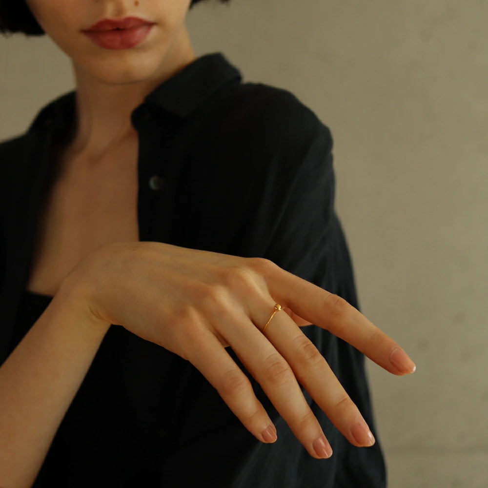 R016 stainless gold ball slim ring