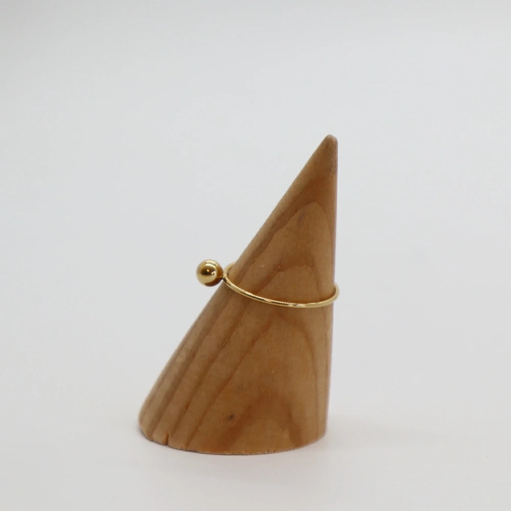 R016 stainless gold ball slim ring