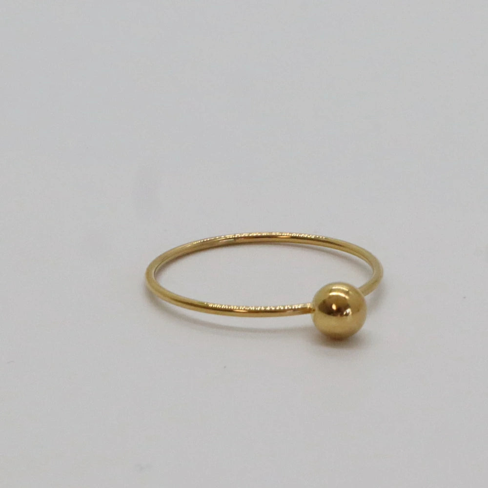 R016 stainless gold ball slim ring