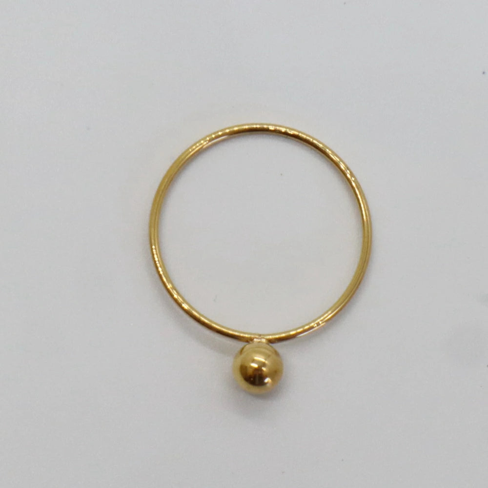 R016 stainless gold ball slim ring