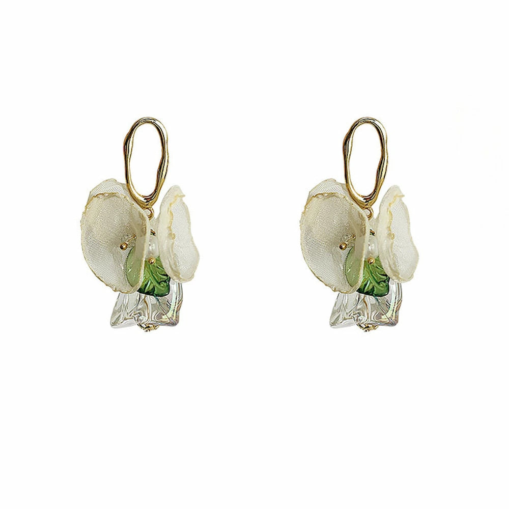 P042 tulle flower feminine pierce