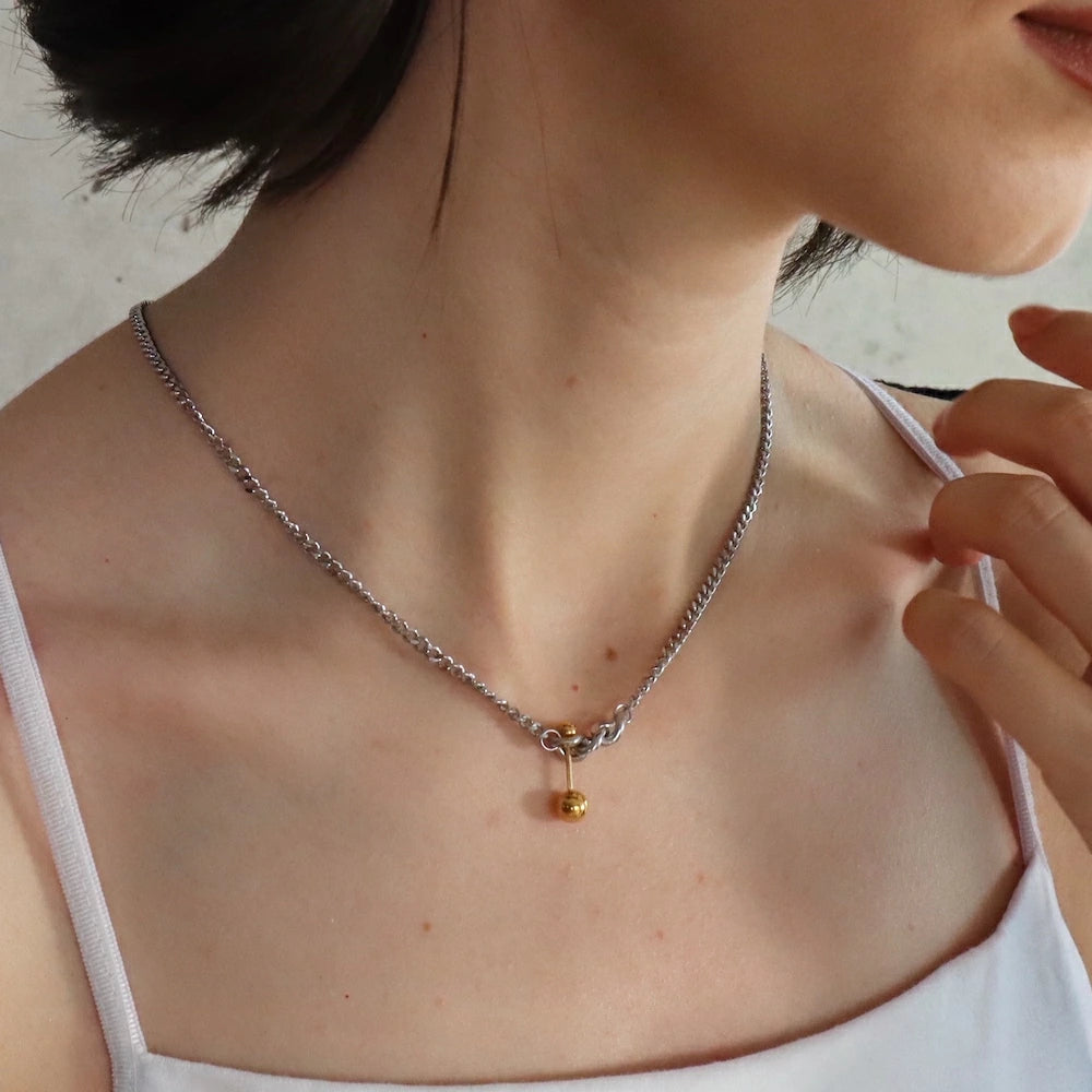 N051 stainless bi-color barbell pendant