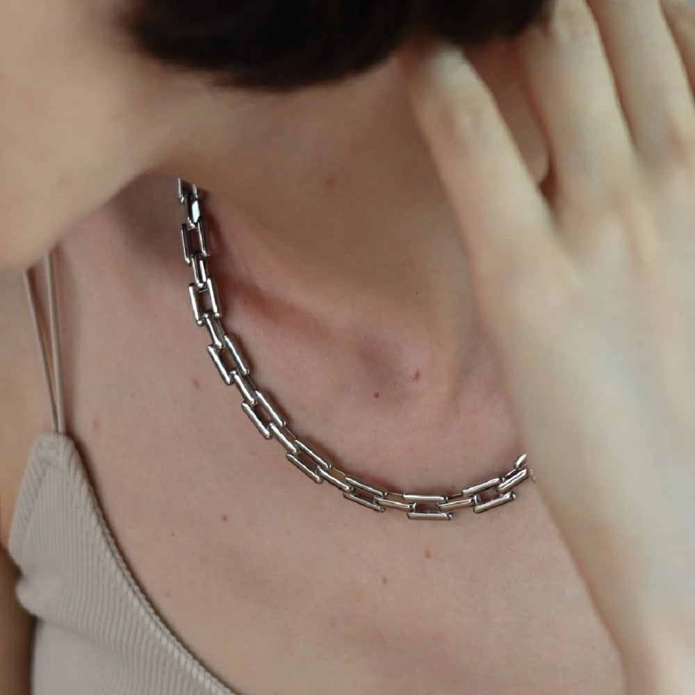 N073 stainless chain oversized necklace