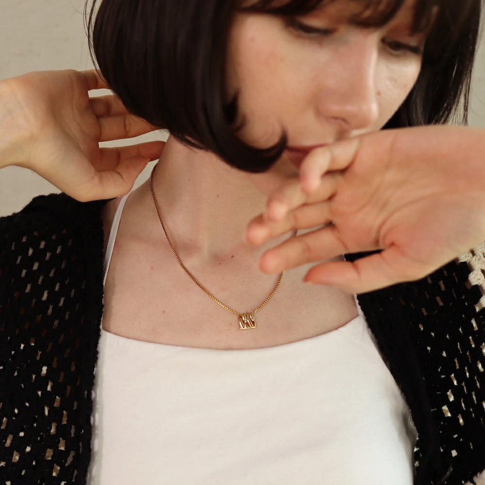 N029 stainless square chain necklace