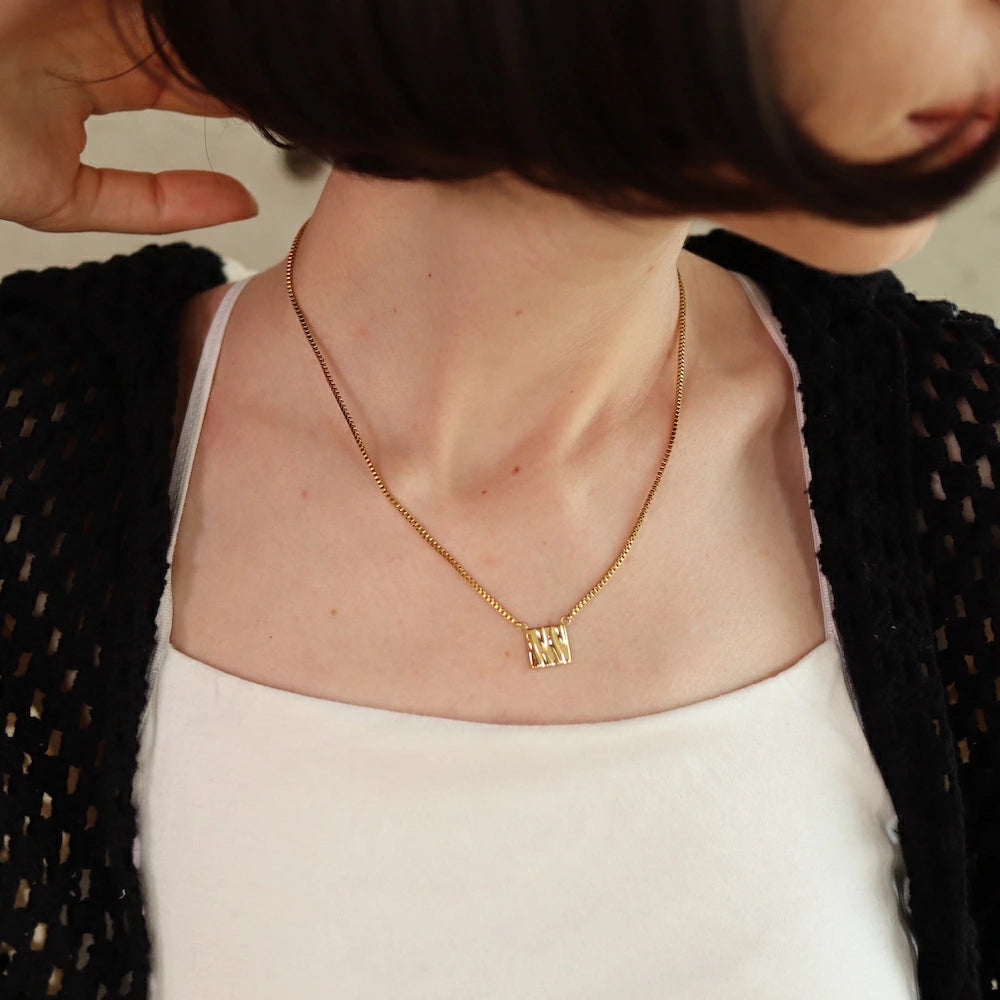 N029 stainless square chain necklace