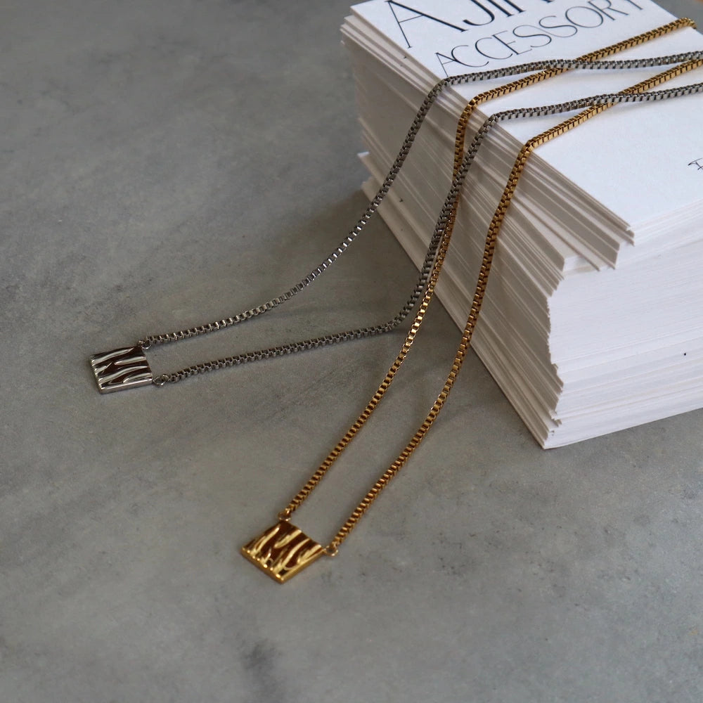 N029 stainless square chain necklace