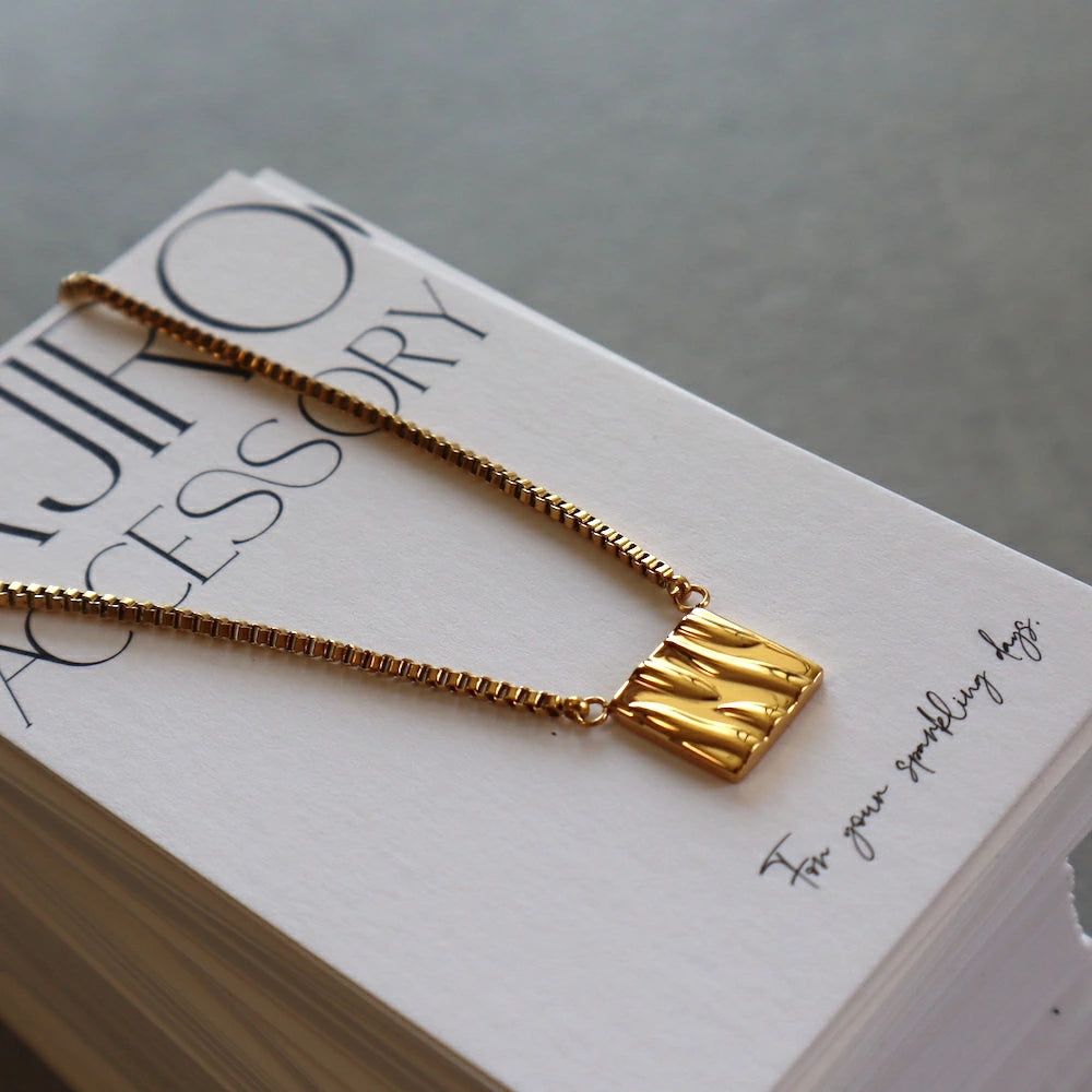 N029 stainless square chain necklace