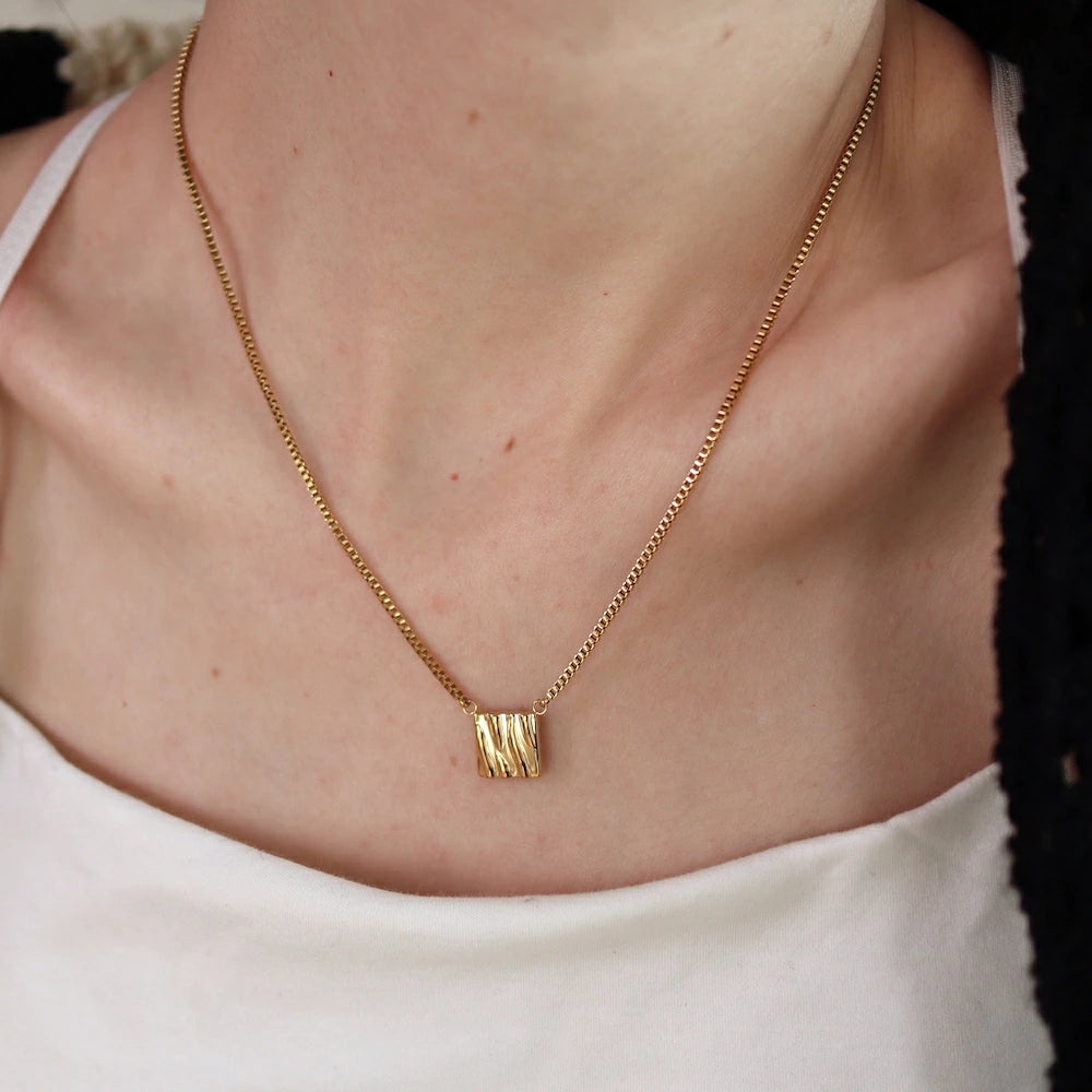N029 stainless square chain necklace