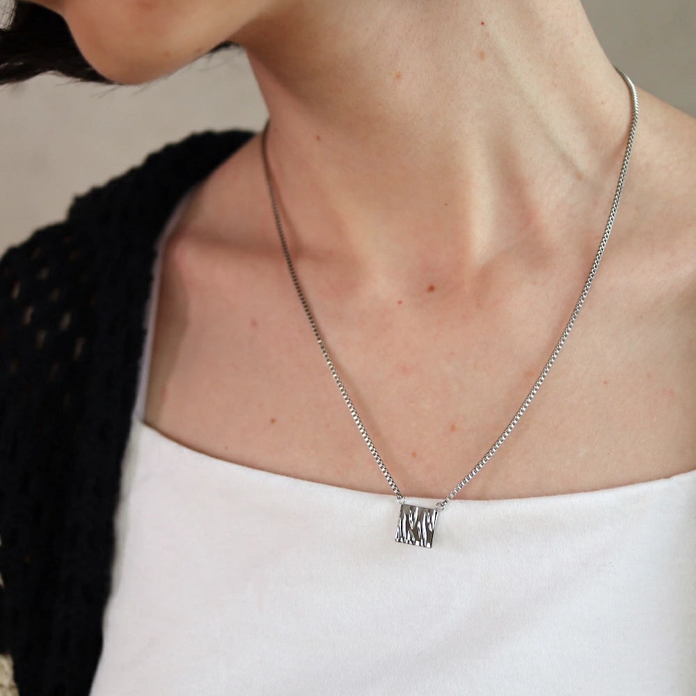 N029 stainless square chain necklace