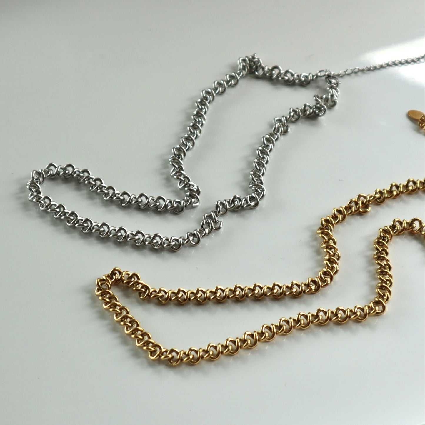 N125 stainless spiral chain necklace