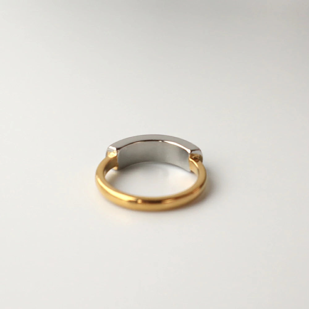 R014 stainless bi-color wide ring