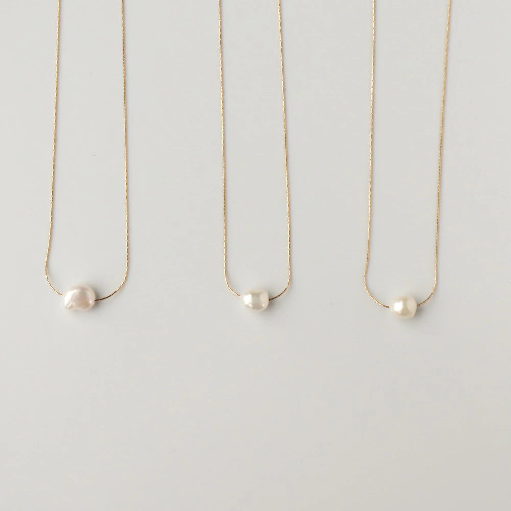 N142 stainless pearl necklace