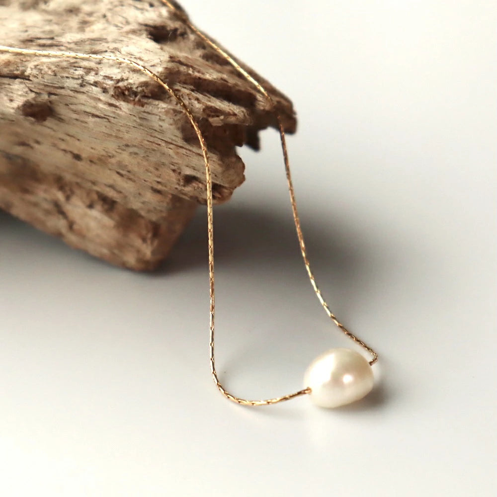 N142 stainless pearl necklace