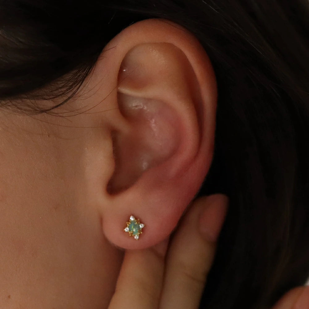 P205 silver925 synthetic opal minimum pierce