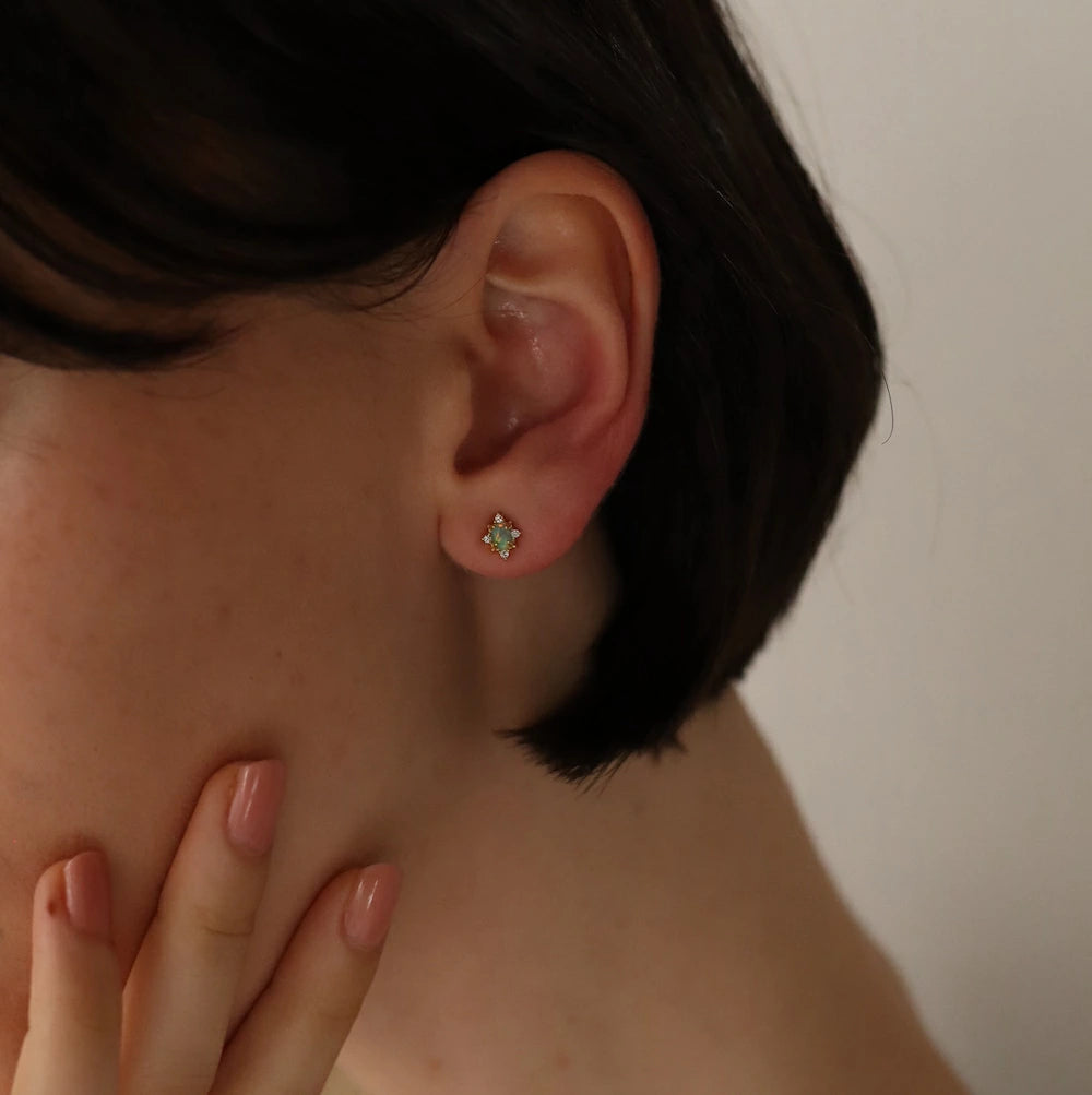 P205 silver925 synthetic opal minimum pierce