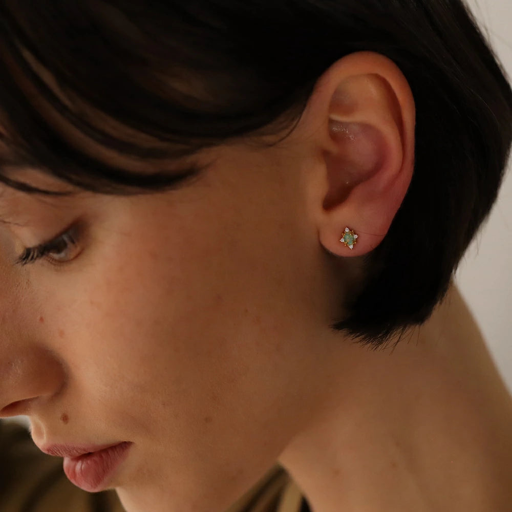 P205 silver925 synthetic opal minimum pierce