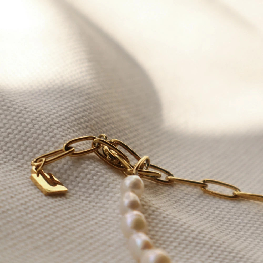N140 stainless half pearl bracelet