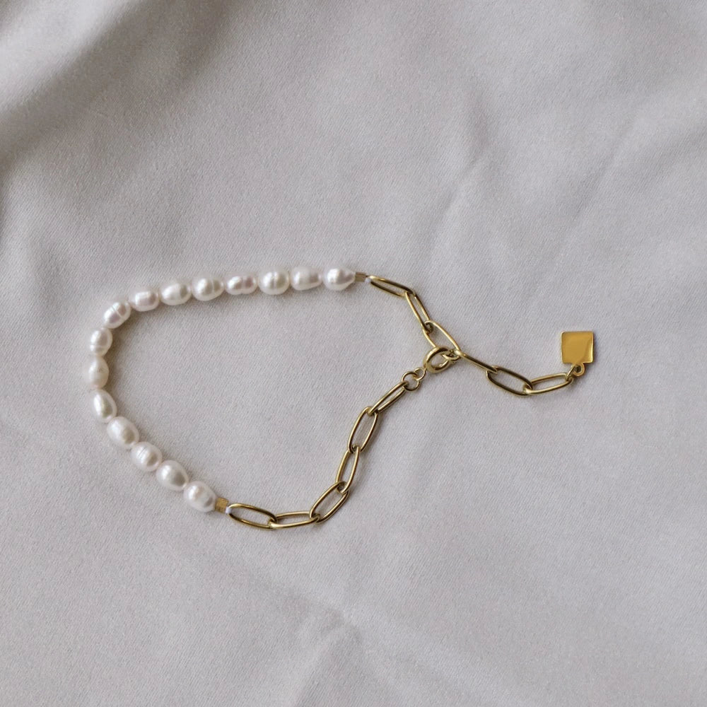 N140 stainless half pearl bracelet