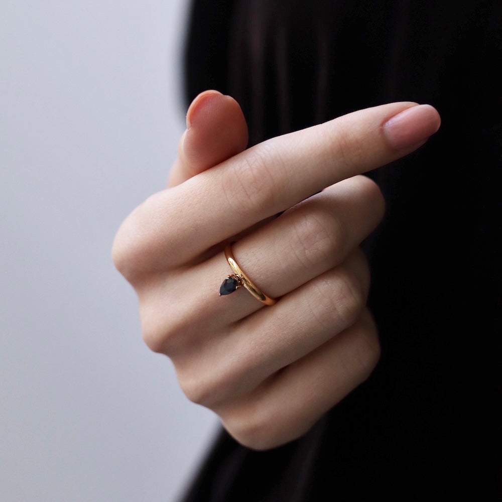 R043 stainless black stone ring