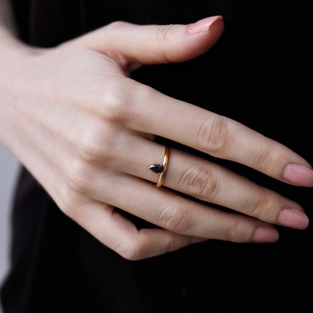 R043 stainless black stone ring
