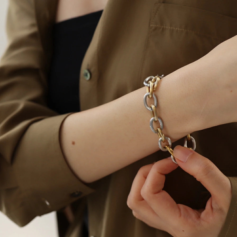 N194 stainless bi-color chain bracelet