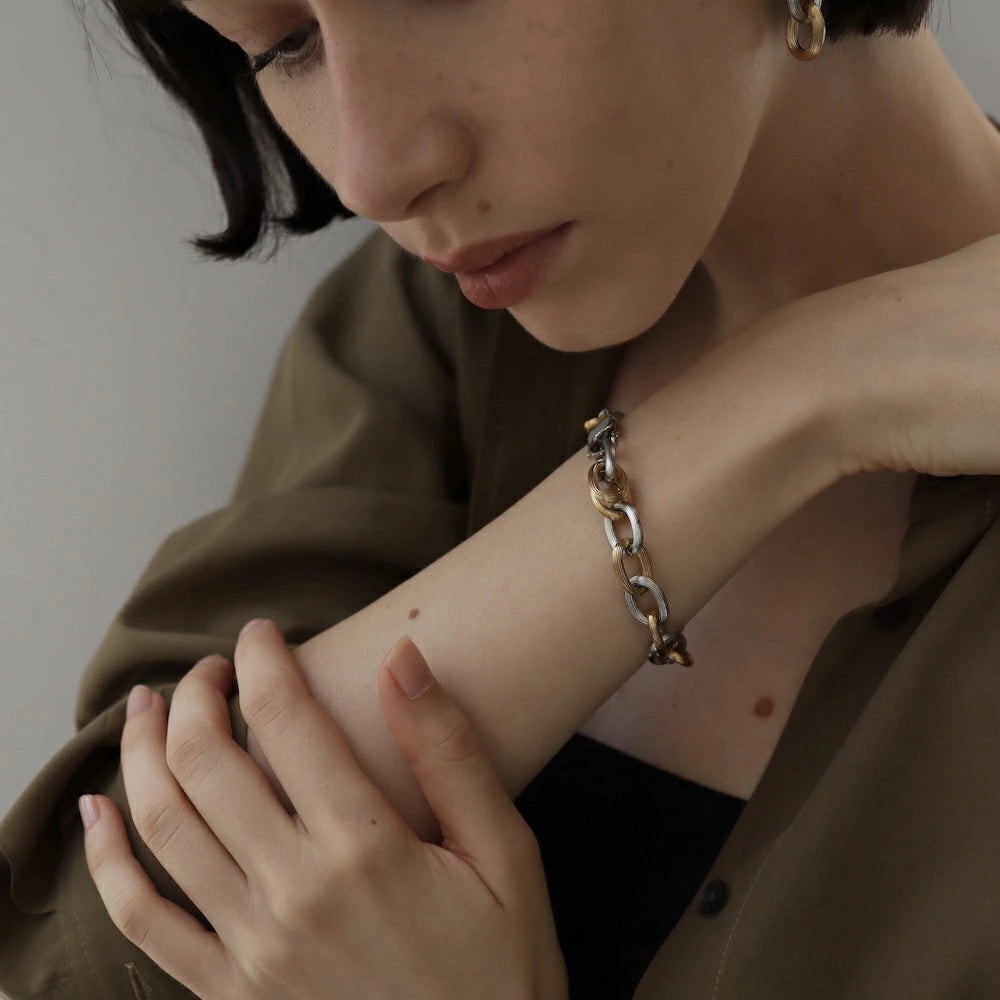 N194 stainless bi-color chain bracelet
