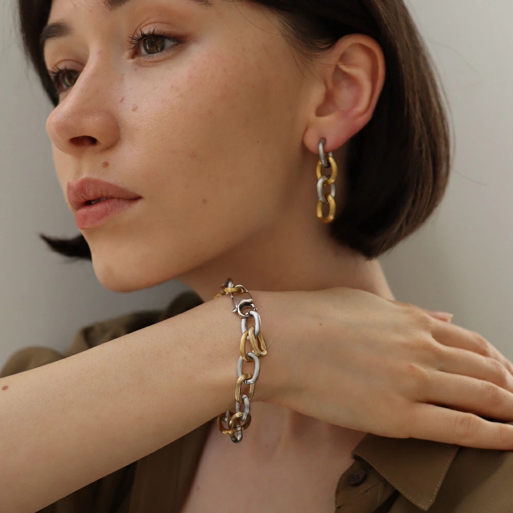 N194 stainless bi-color chain bracelet