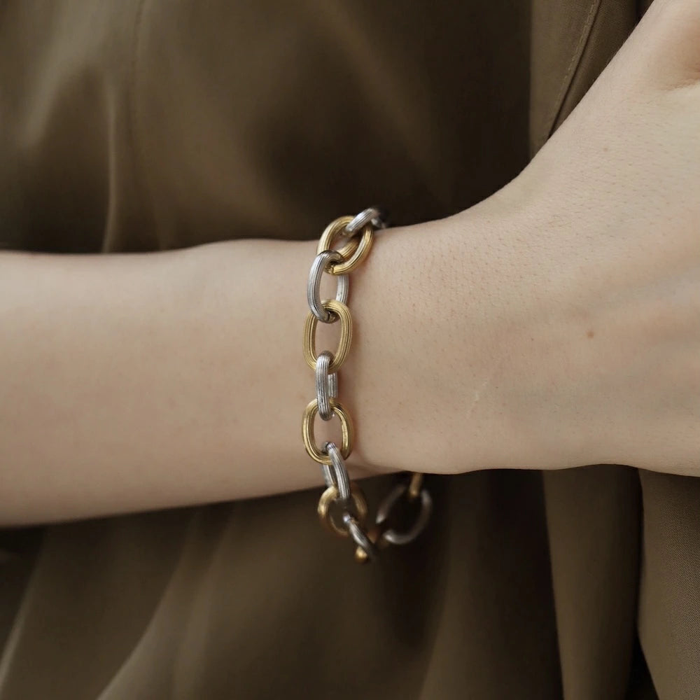 N194 stainless bi-color chain bracelet