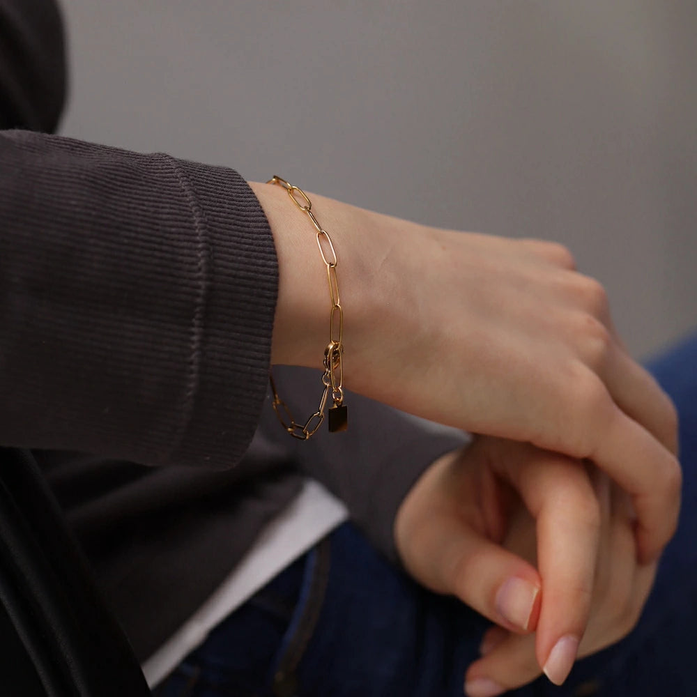 N088 stainless adjust free square charm bracelet