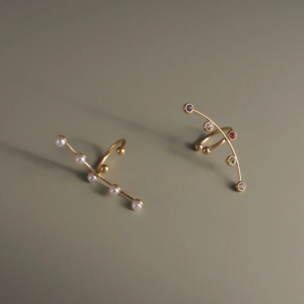 C059 stainless line stone ear cuff