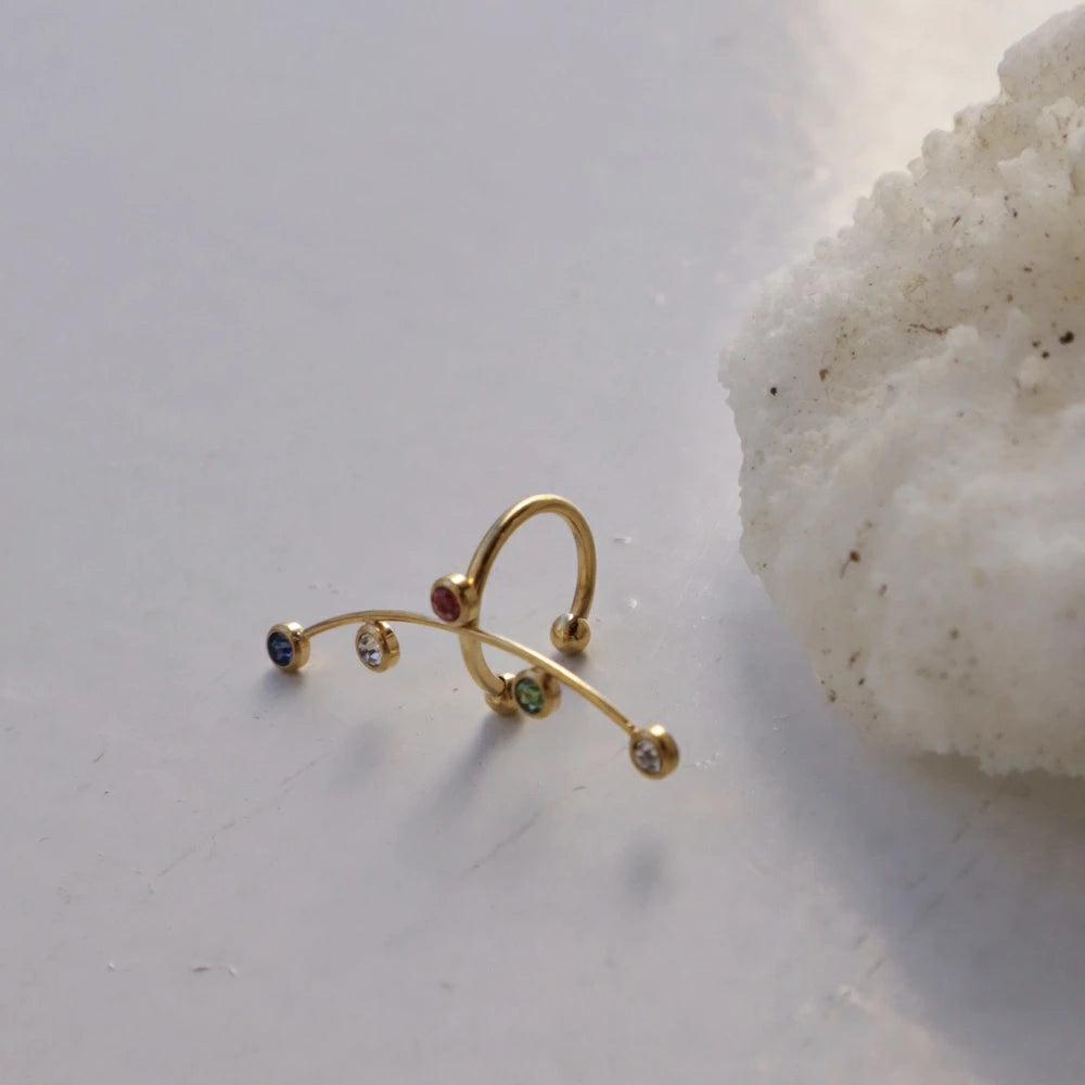 C059 stainless line stone ear cuff
