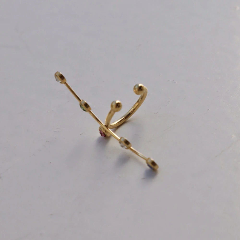 C059 stainless line stone ear cuff