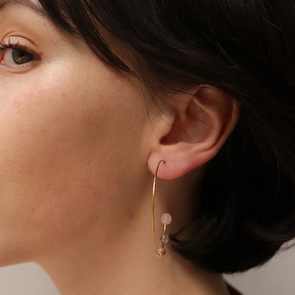 P377 stainless color stone hoop pierce