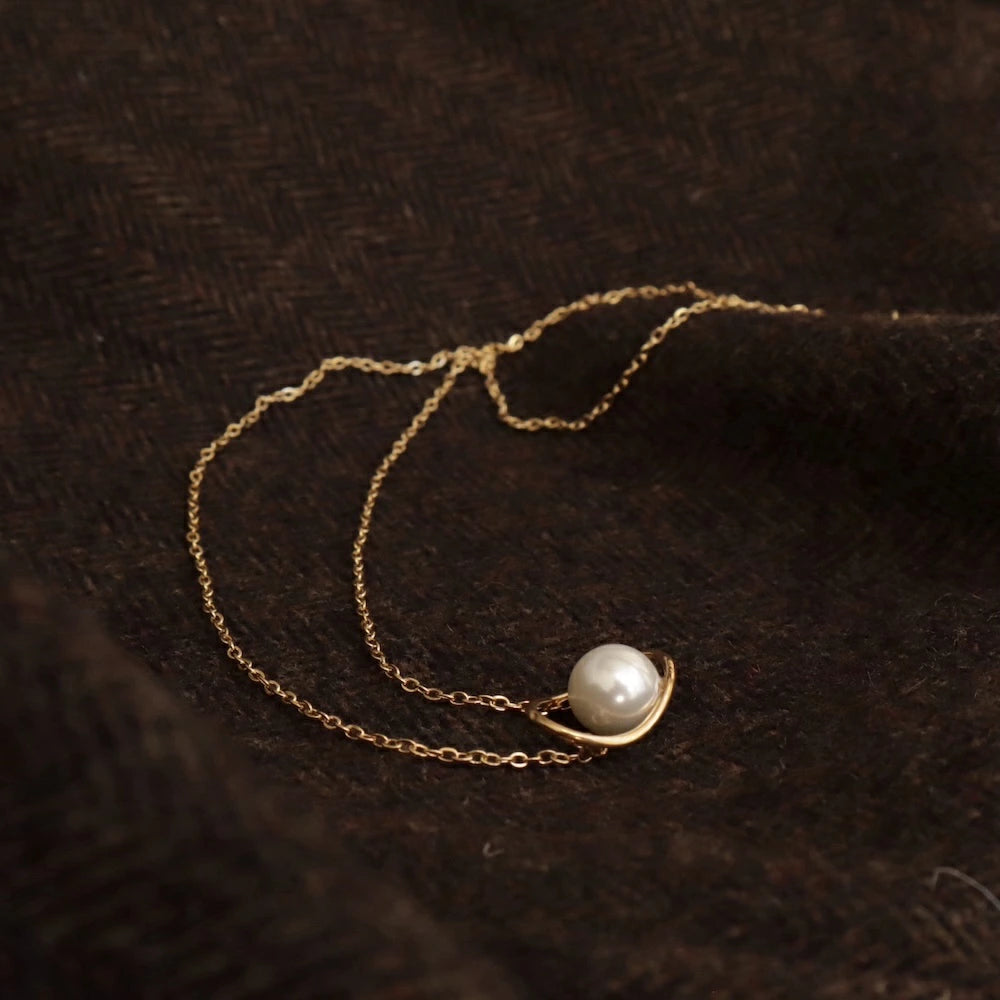 N195 stainless saturn pearl necklace