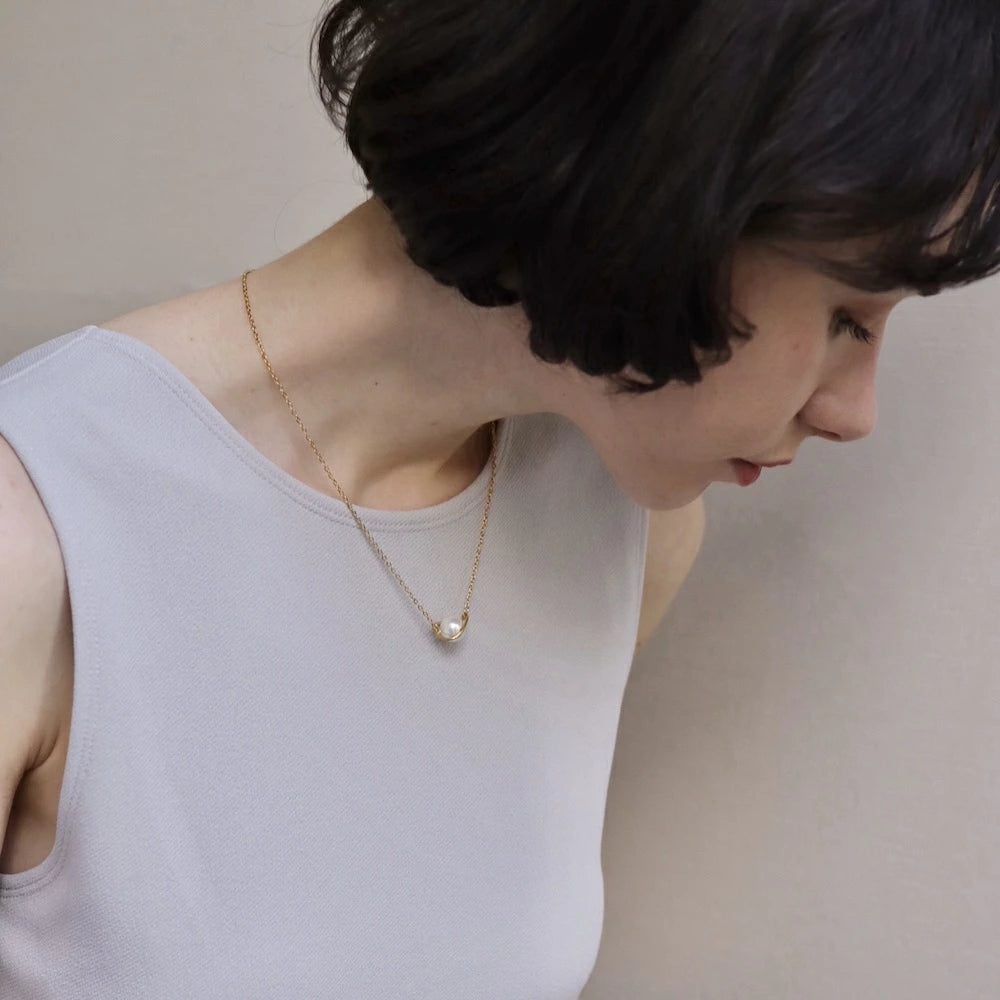 N195 stainless saturn pearl necklace