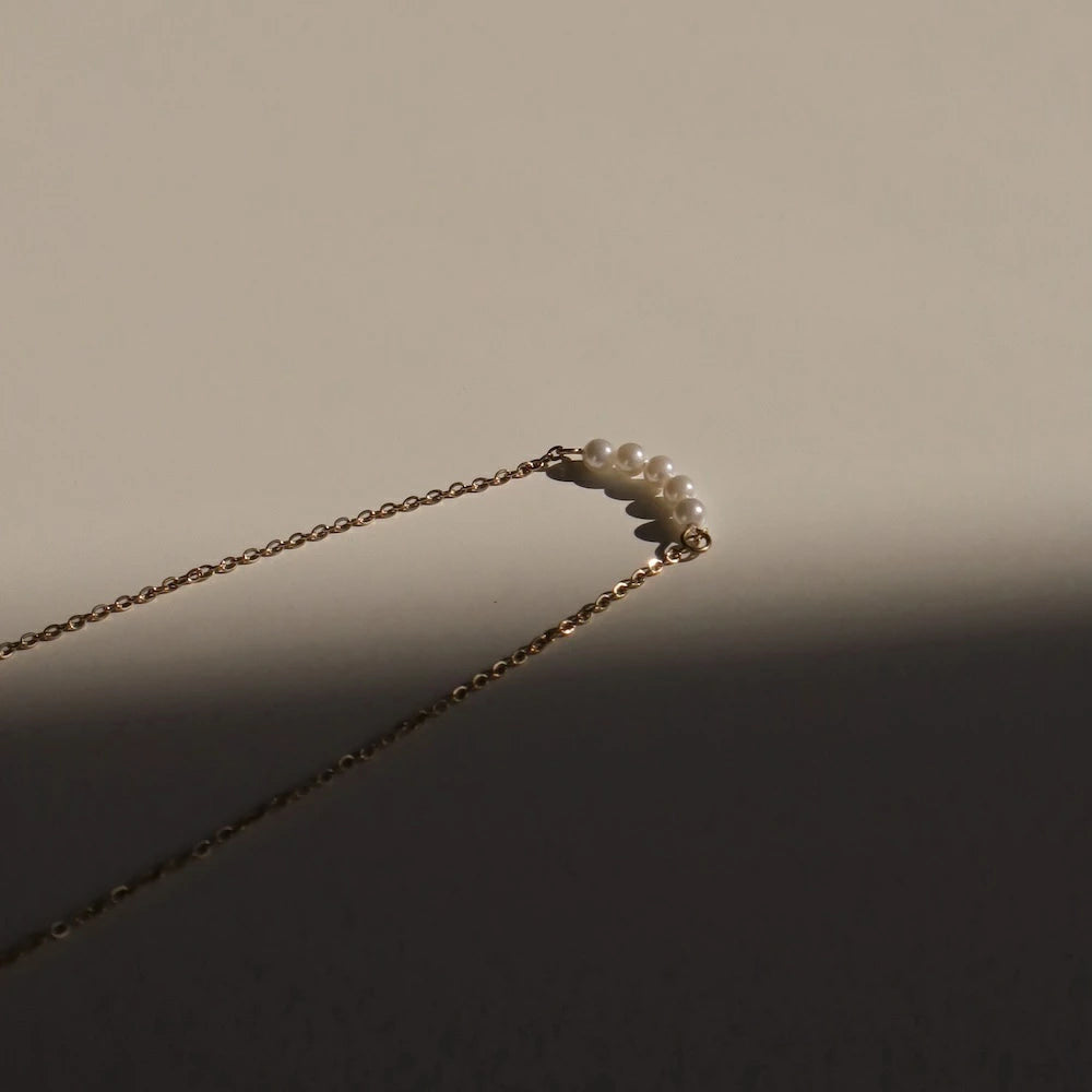 N197 stainless seed pearl delicate necklace