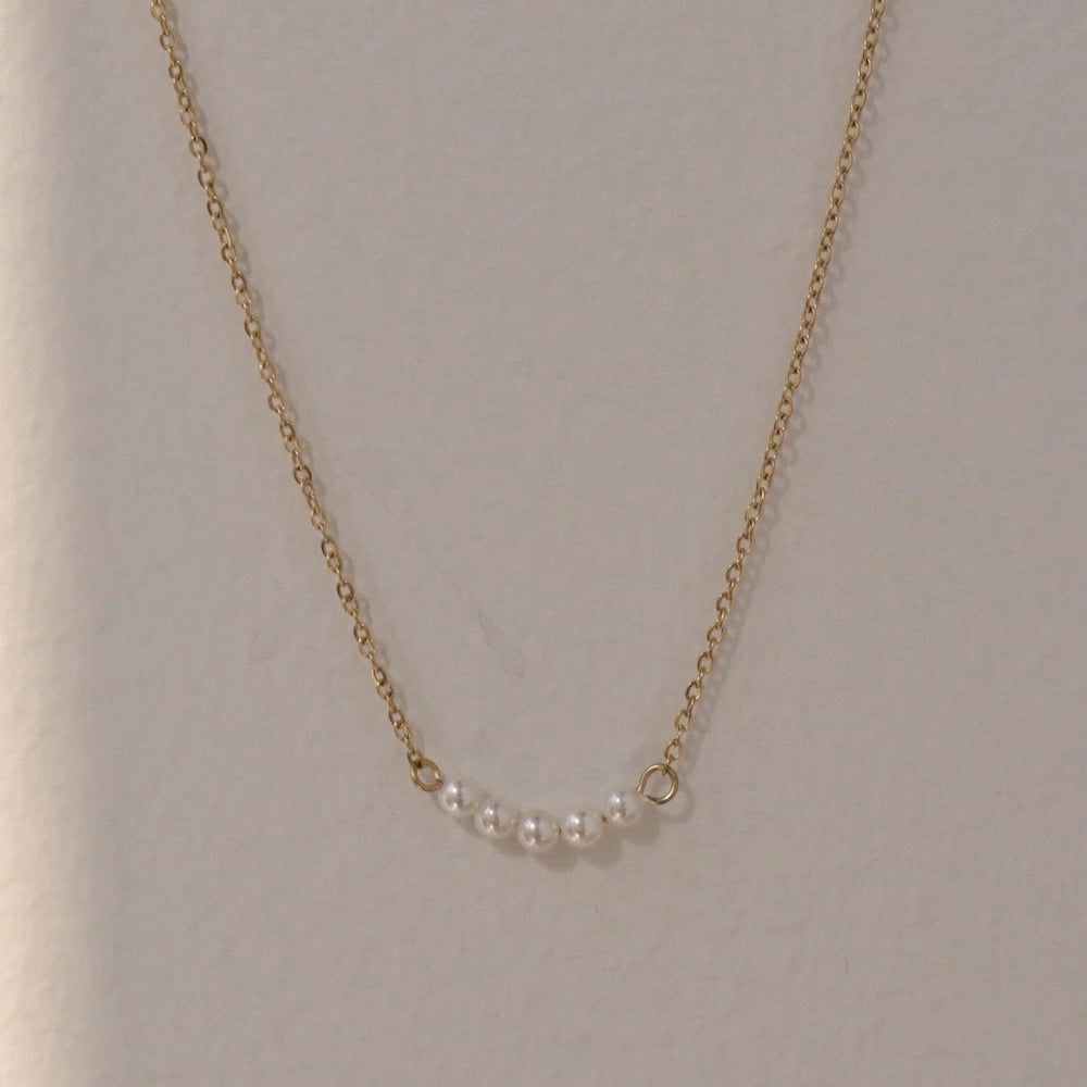 N197 stainless seed pearl delicate necklace