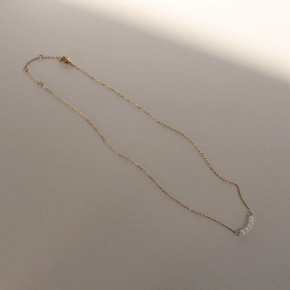 N197 stainless seed pearl delicate necklace