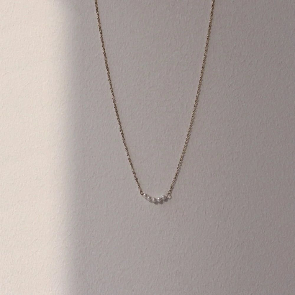 N197 stainless seed pearl delicate necklace