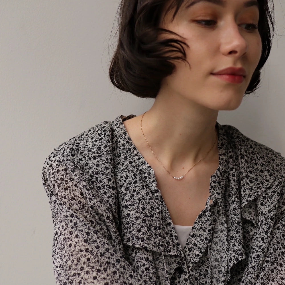 N197 stainless seed pearl delicate necklace