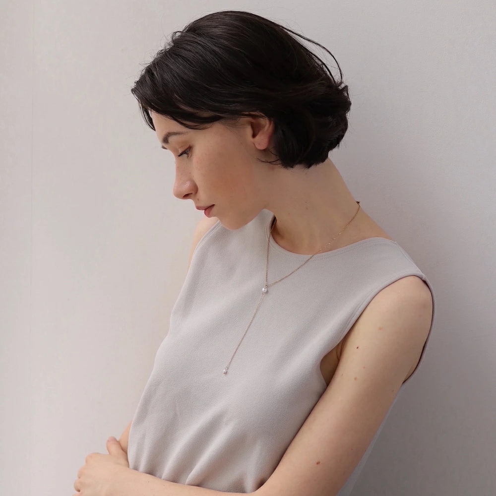 N198 stainless drop pearl delicate necklace