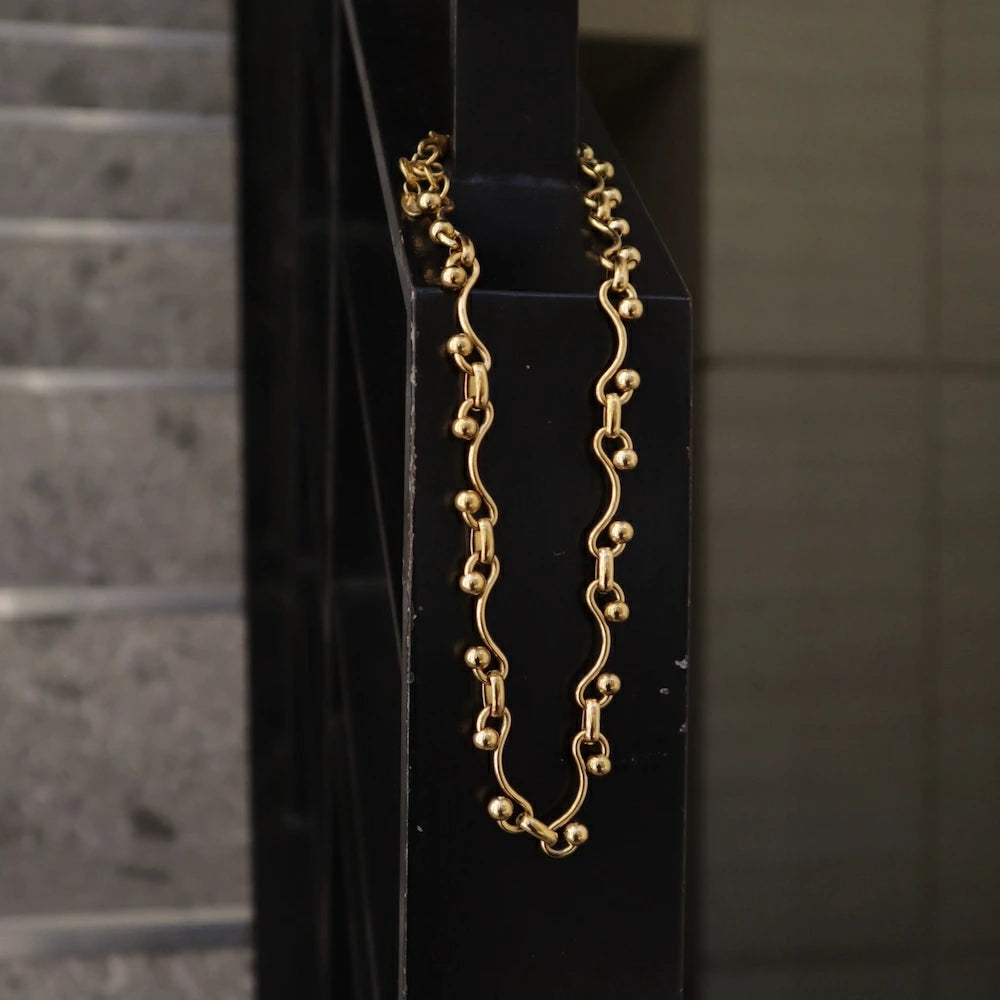 N203 stainless volume design ball necklace