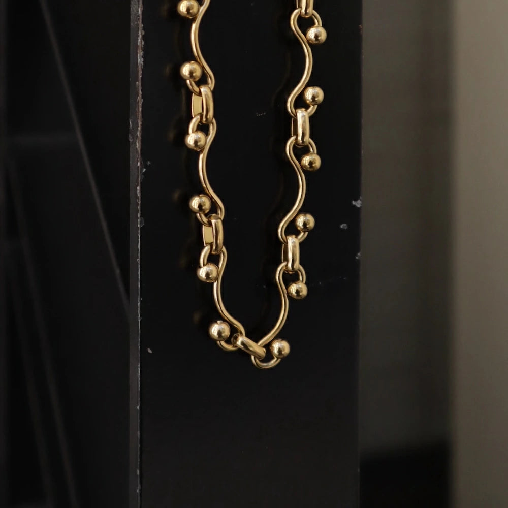 N203 stainless volume design ball necklace