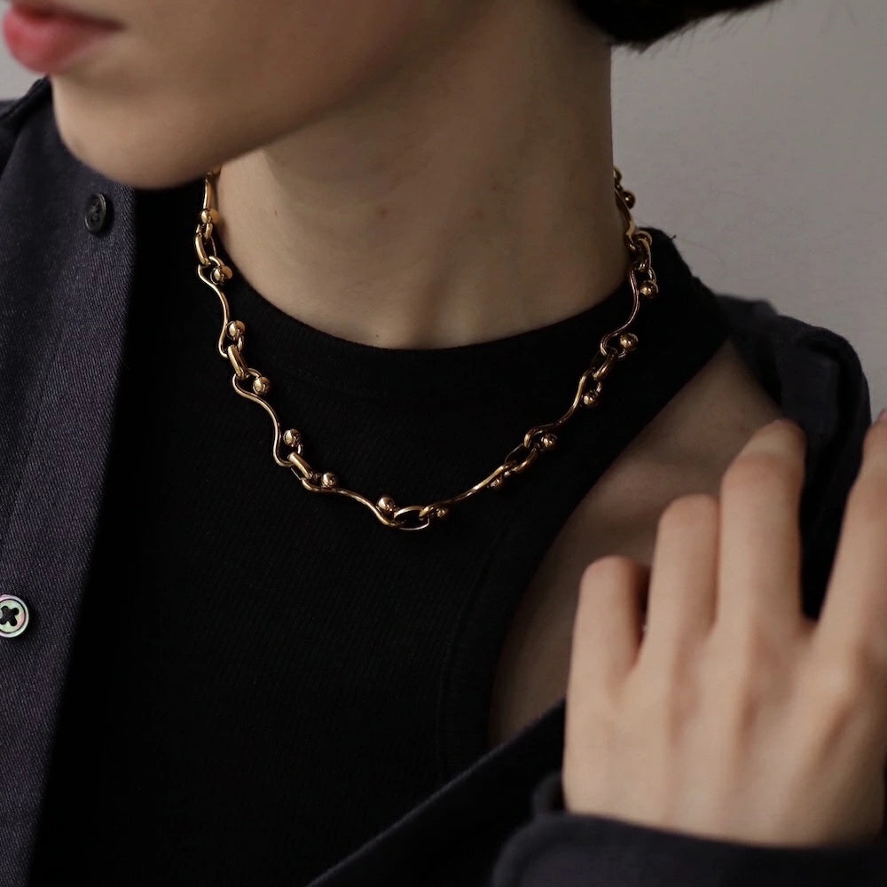 N203 stainless volume design ball necklace