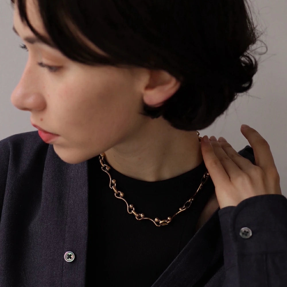 N203 stainless volume design ball necklace