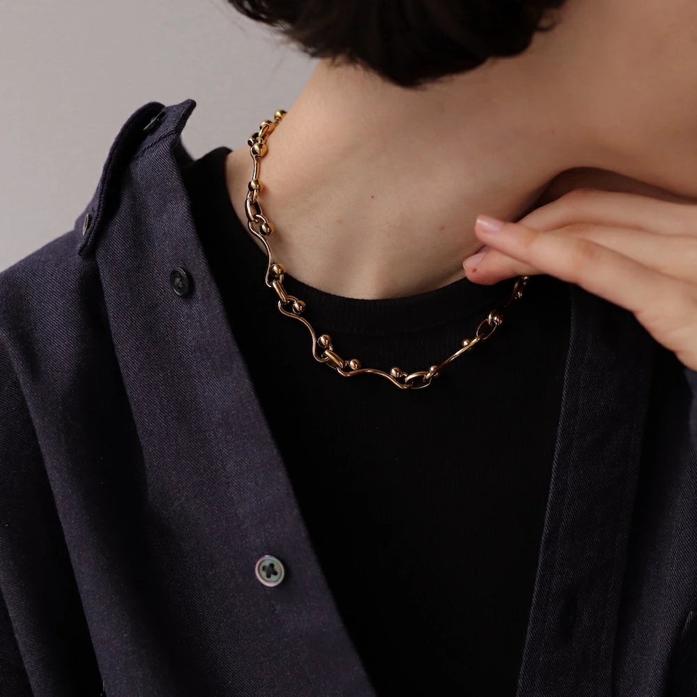 N203 stainless volume design ball necklace