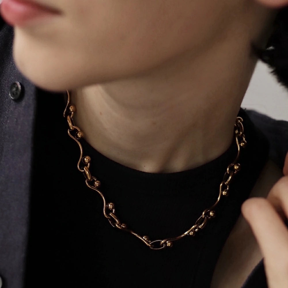 N203 stainless volume design ball necklace