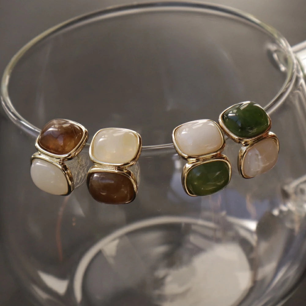 P396 square color stone pierce