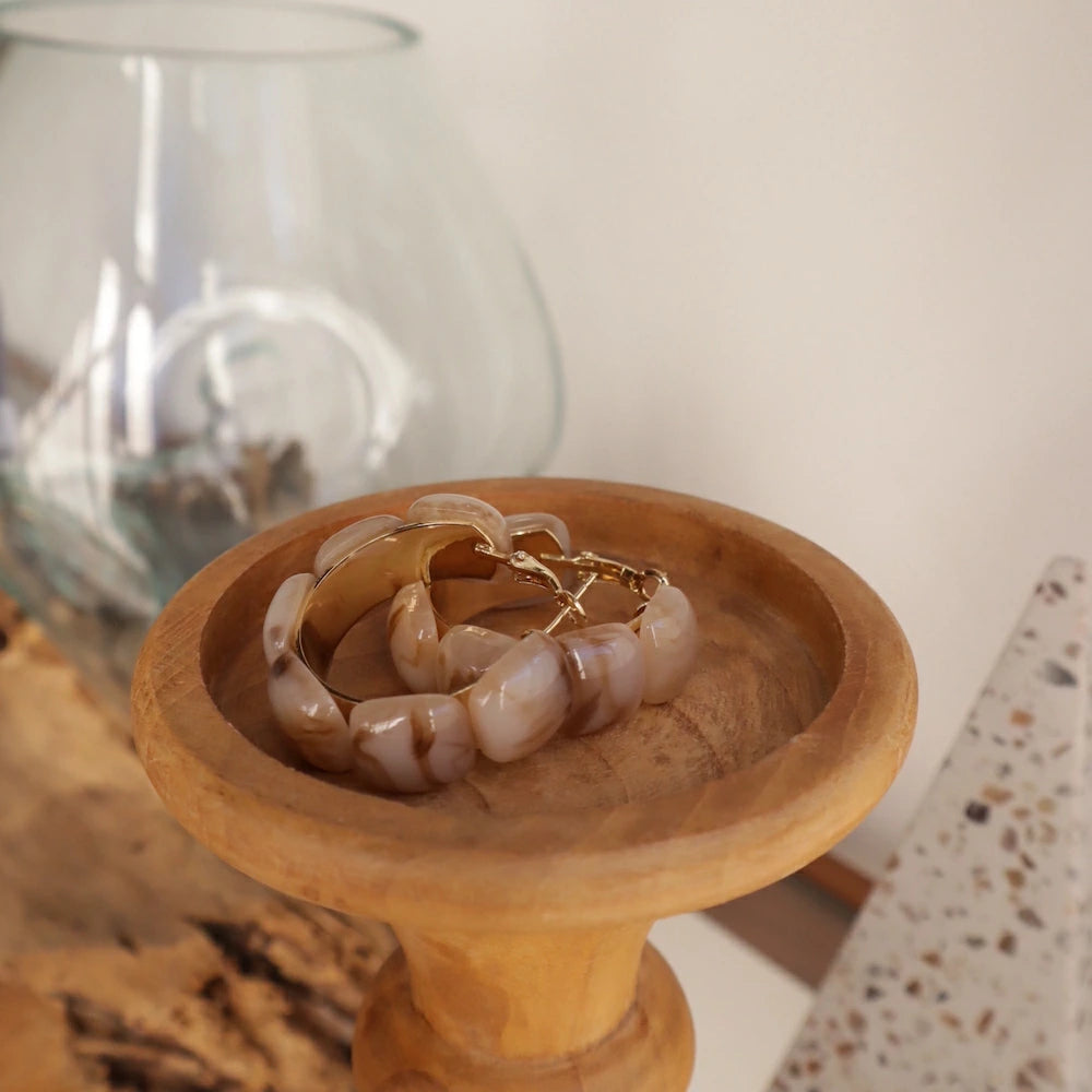 P397 marble resin oversized hoop pierce